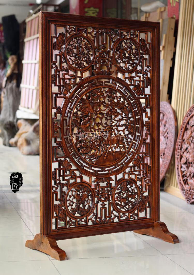 木雕挂画 中国风现代东阳木雕挂件樟木装饰画工艺品中式客厅卧室玄关