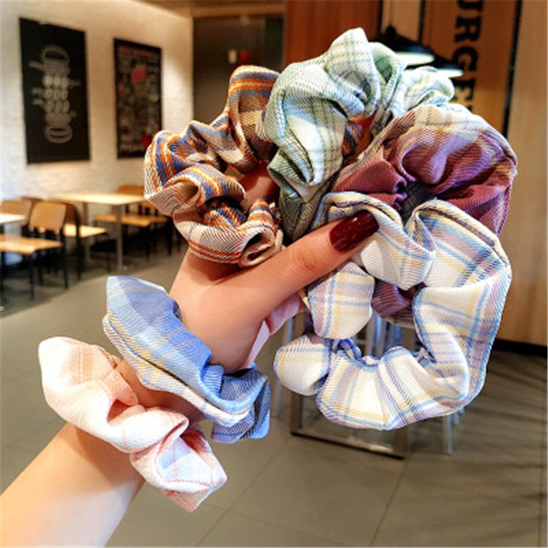 bm简约ins大肠发圈格子发绳 格子5个装-颜色随机