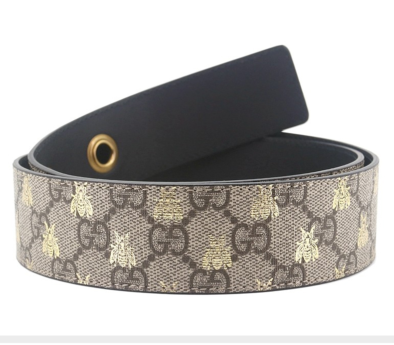 gucci 古驰男士皮带小蜜蜂板扣腰带皮带男 米色/乌木色 499661 9f26t