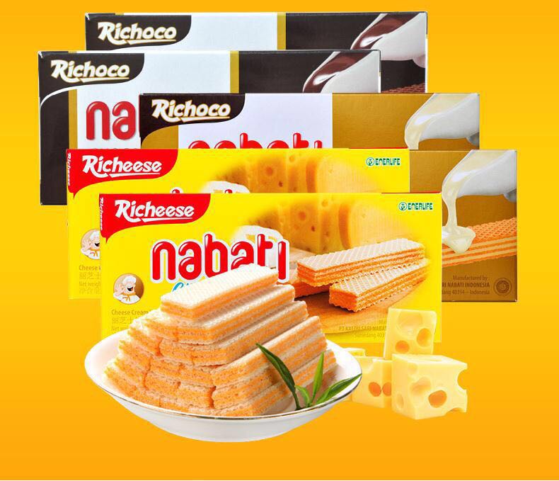 5折印尼纳宝帝丽芝士威化饼干145g24盒巧克力香草香草味