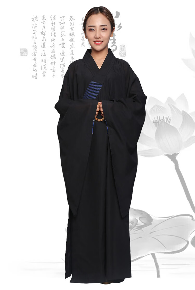 袈裟儿童居士服女款法会诵经咖啡色加肥僧服僧衣海清袈裟 咖啡色(加肥