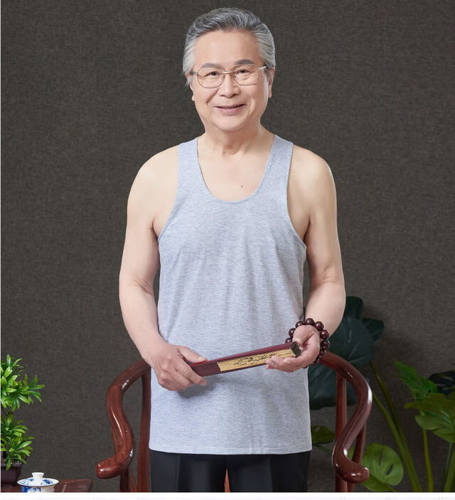 艾方鸟老头衫棉质中老年人背心大号汗衫打底爸爸夏季薄款宽松男式内穿