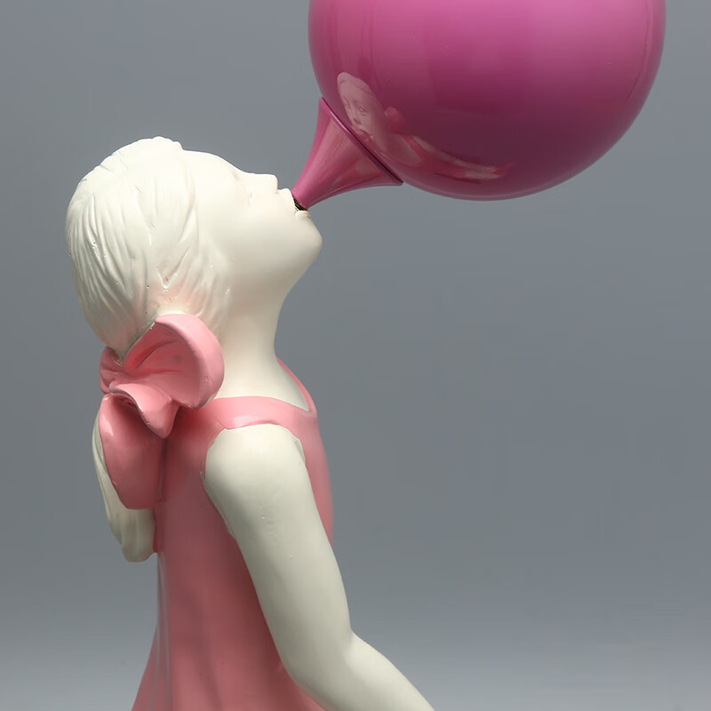 北欧现代轻奢桌面居家吹泡泡女孩雕塑摆件少女心网红房间软装饰品