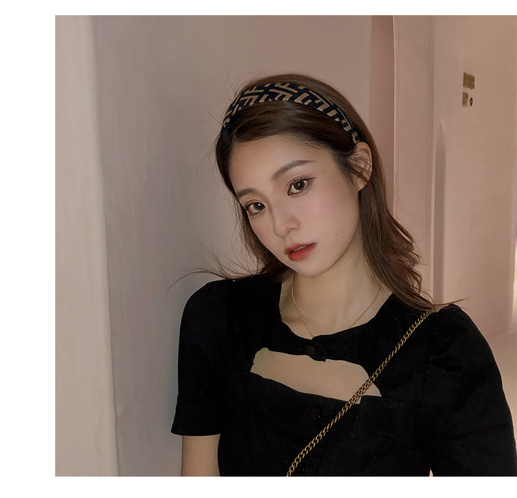 复古港风碎发发捆宽发箍女压发洗脸发卡气质外出百搭头箍头饰细款咖色