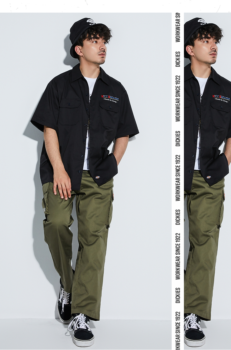 dickies&wackomaria联名款 夏季新品轻薄刺绣短袖衬衫宽松男9146