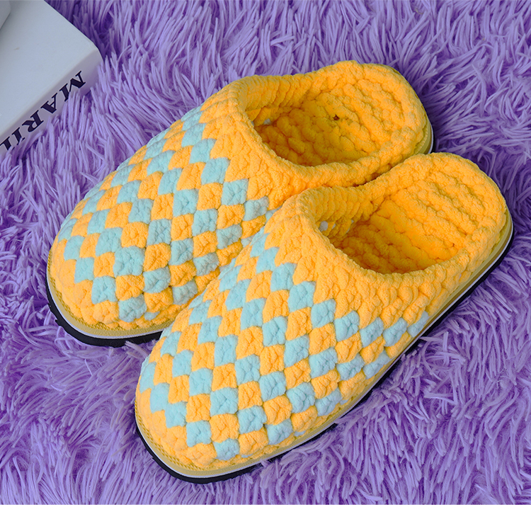 毛线鞋纯手工钩针织冰条粗毛线编织棉拖鞋男女士成品冬日季保暖防滑