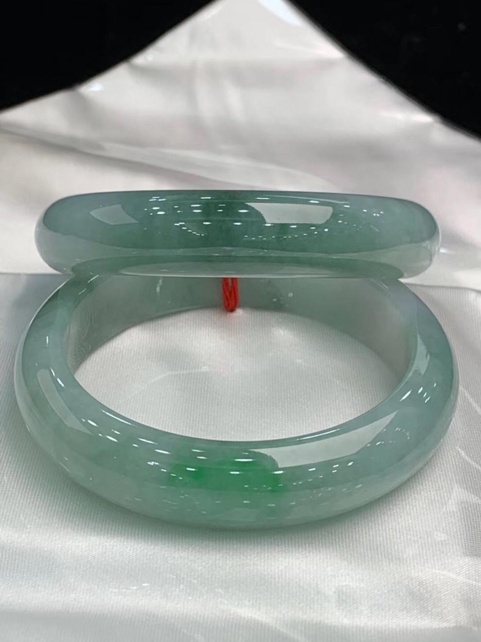 缅甸冰种油青玉手镯翡翠手镯a货玉石女礼生日 64mm圈口【图片 价格