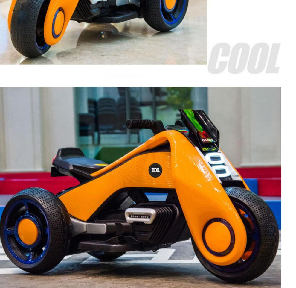 儿童摩托车汽油10岁三轮车童车电瓶越野电动机车11岁12以上mini款橘