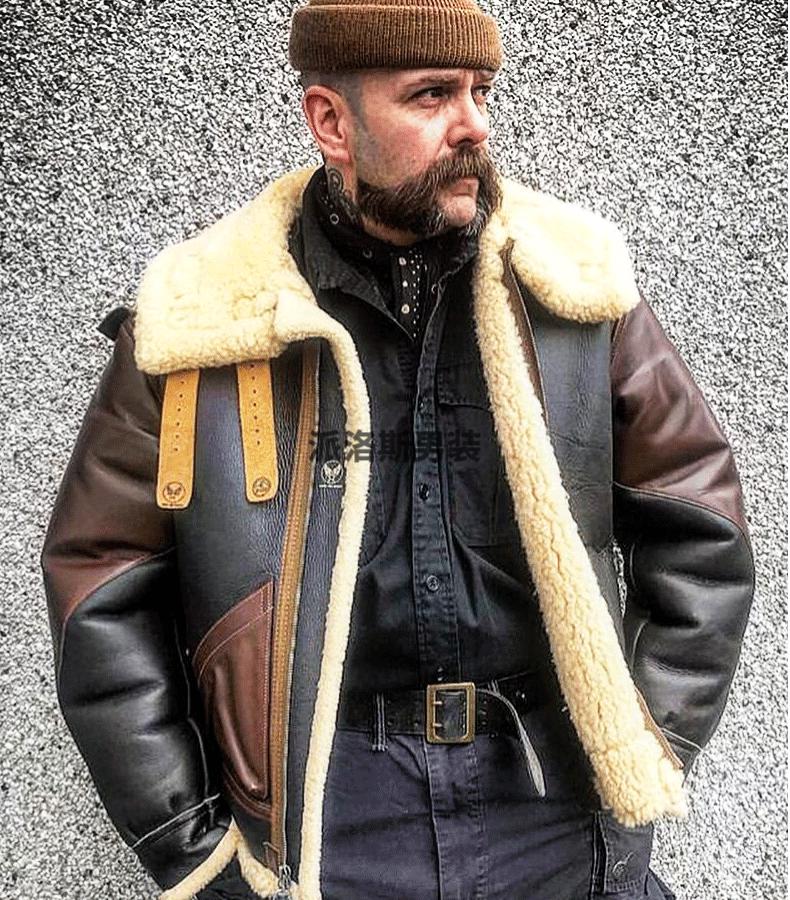 马皮皮衣男男士休闲外套进口复古马皮厚重新西兰美利奴羊羔毛皮毛一体