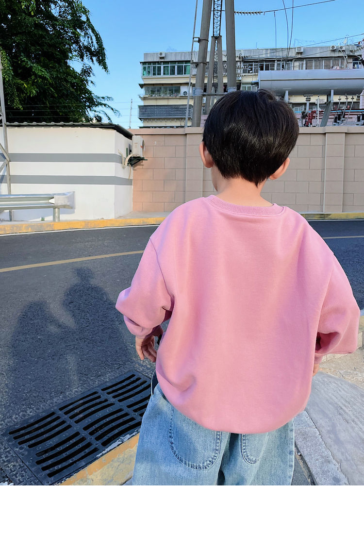 童装男童卫衣春秋新款长袖中小童洋气打底衫儿童春装上衣粉色洋气卫衣