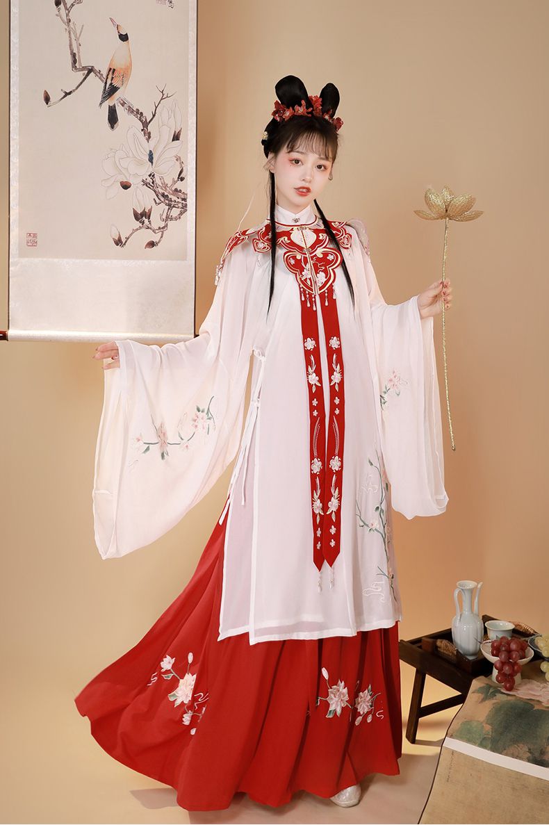 古装女汉服仙气原创明制汉服女立领长襦裙夏季薄款白菜仙气中国风云肩