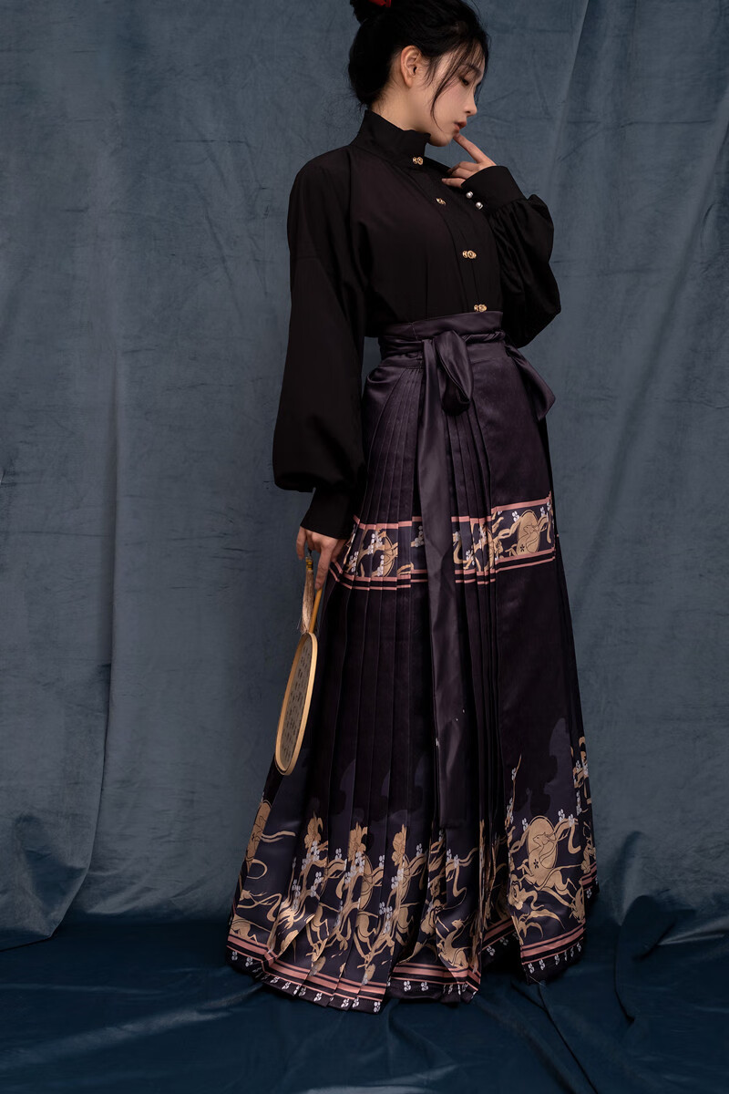 马面裙半身裙日常少女秋冬天改良汉元素百折裙中长款百褶裙大摆裙