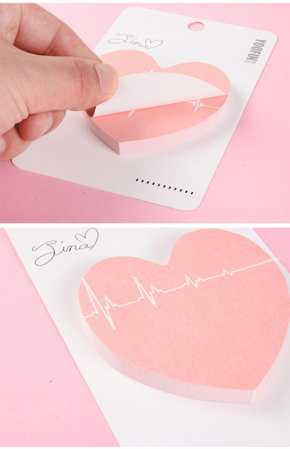 boussac便利贴高颜值心形便利贴全粘式爱心套装高颜值批发可爱卡通