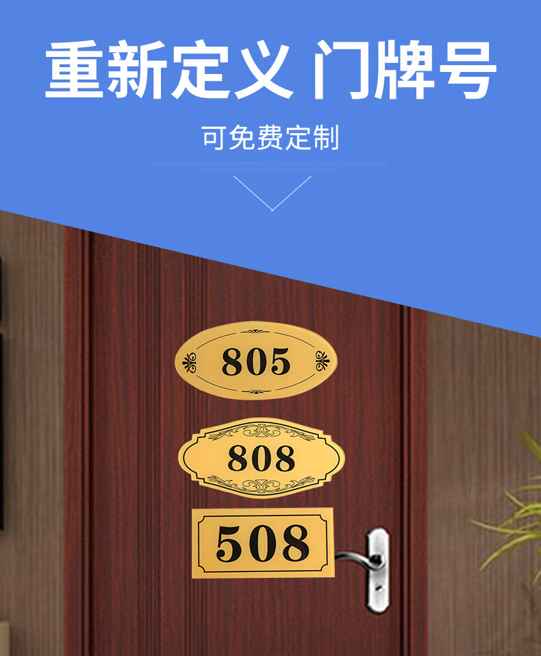 门牌号码牌家用自粘酒店宾馆包厢房间号民宿数字贴创意宿舍标识门号牌