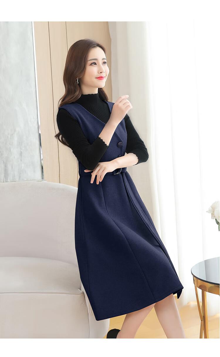 鸭鸭(yaya)同款小香风背心裙2020秋冬外穿打底内搭裙套装两件套中长款