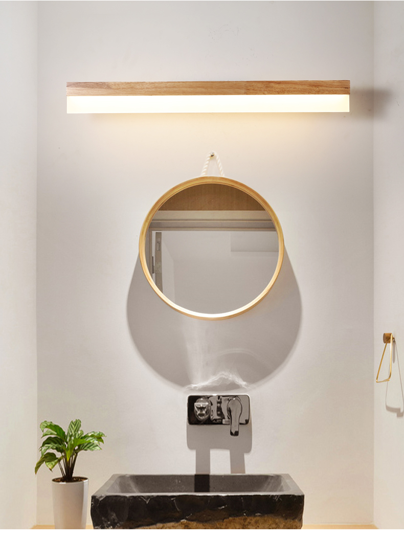 led镜前灯卫生间灯实木简约浴室梳妆台洗手间镜柜北欧化妆灯b款小号40