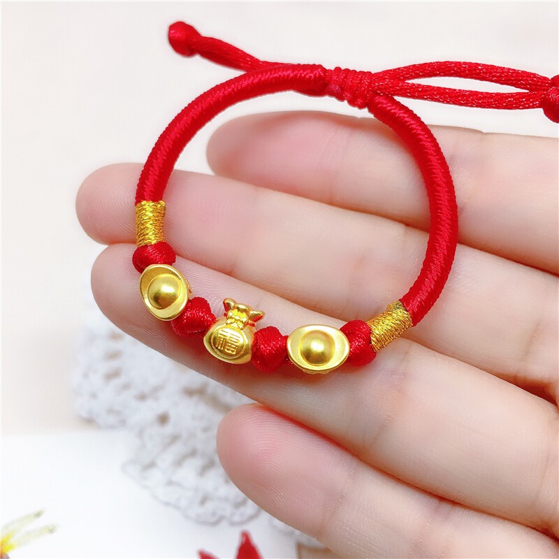 max&love 婴儿黄金手链宝宝金亲子款满月周岁儿童福袋足金转运珠手绳