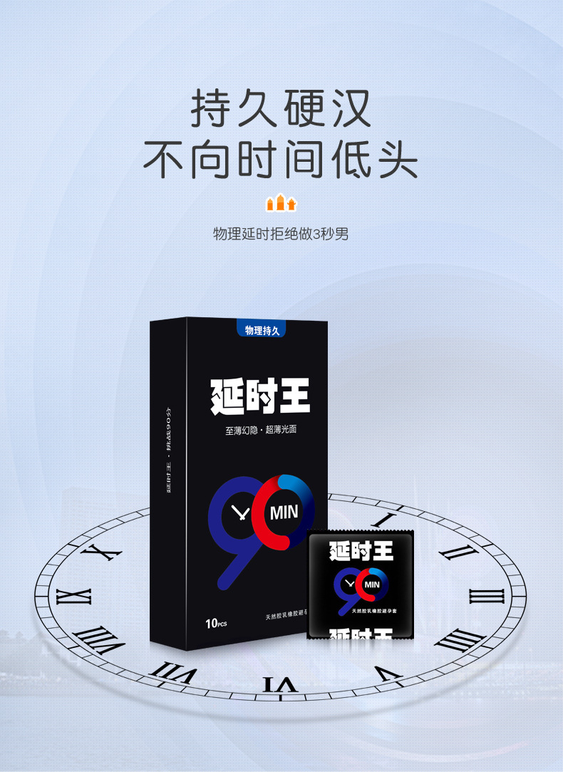 男用持久型润滑物理延时套持久颗粒套 光面套房事夫妻两性用品 延时王