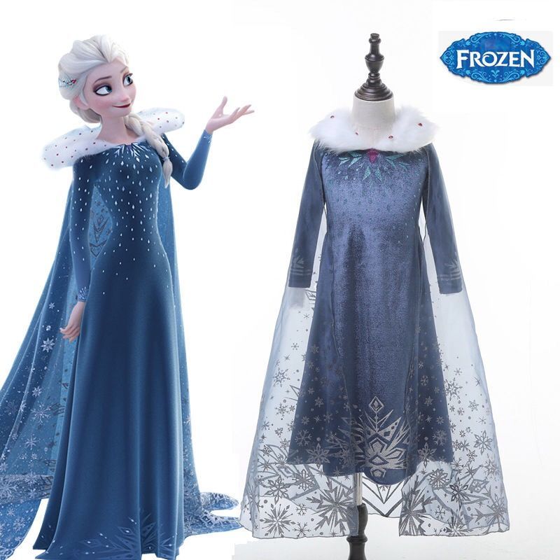 秋冬万圣节冰雪奇缘艾莎女王公主裙女童连衣裙派对演出服 裙子 150