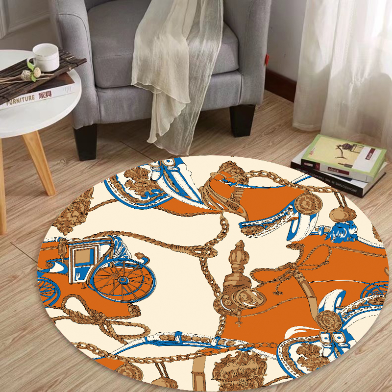 爱马仕橙地毯橙色圆形拍照背景直播间天津地毯处理尾货卧室女生 h橙