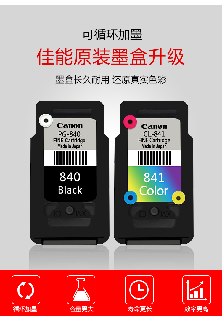 原装佳能840墨盒841mg36803580mx378398528ts5180打印机连供加大简装