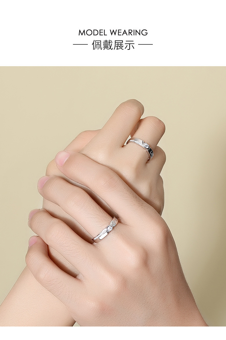 墨洋风925情侣戒指女ins时尚男小众设计轻奢一对戒精致圣诞礼物纪念