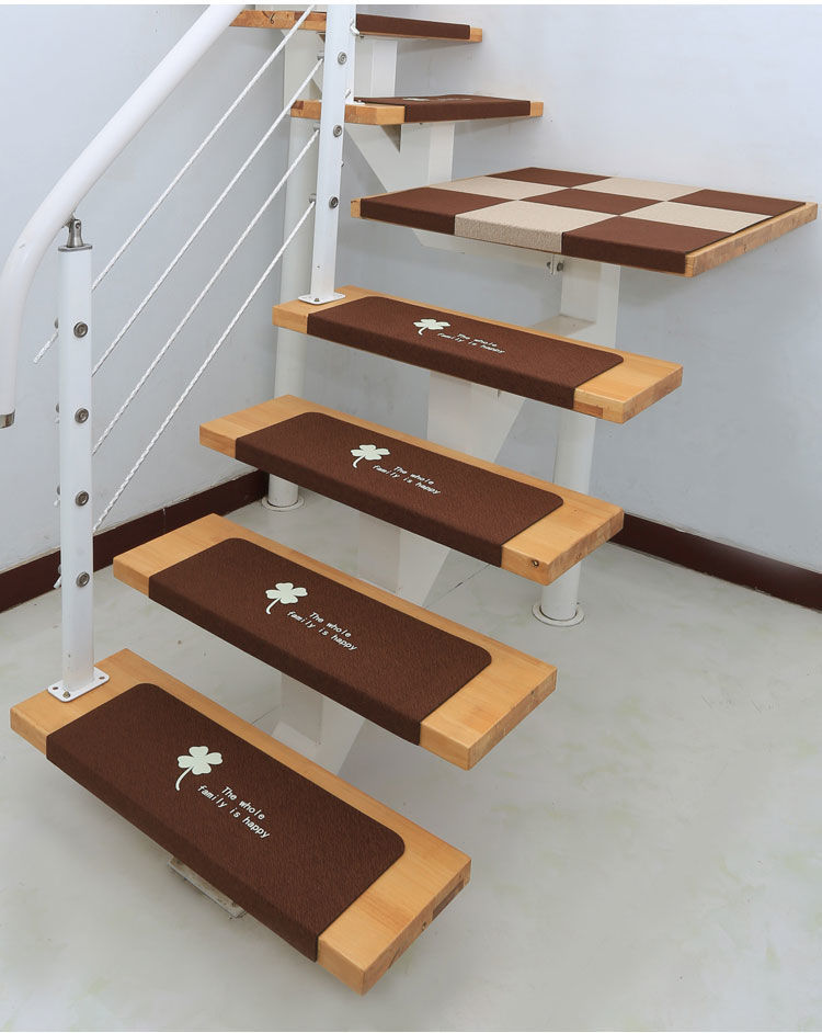 家用楼梯装饰垫防滑实木踏步垫大理石瓷砖地毯免胶自粘台阶贴亚麻米色