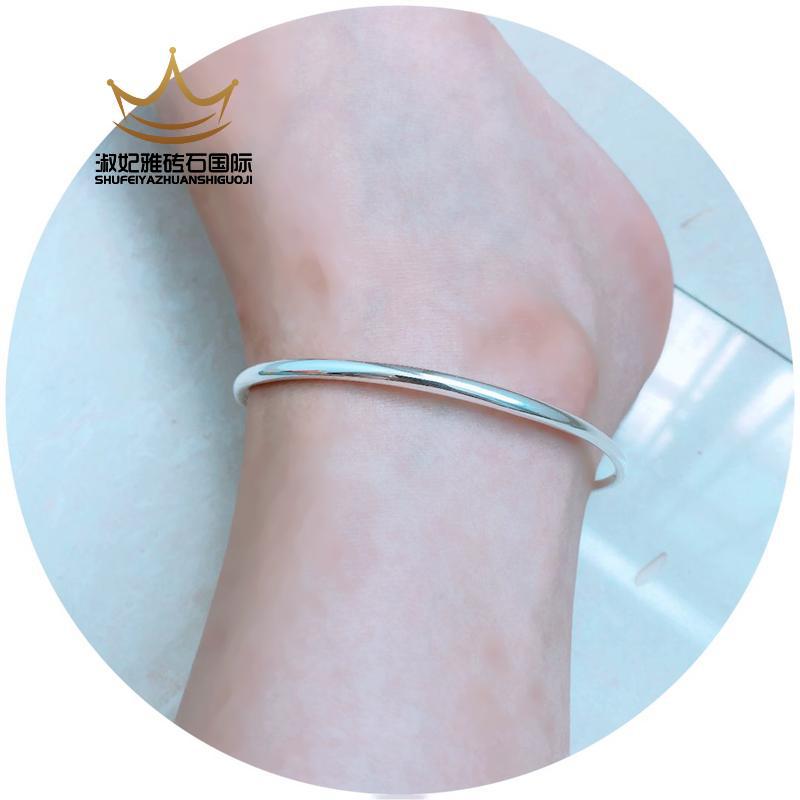 脚镯成人 99银脚镯 成人大人脚镯脚环 可调节实心光面脚镯 纯手工