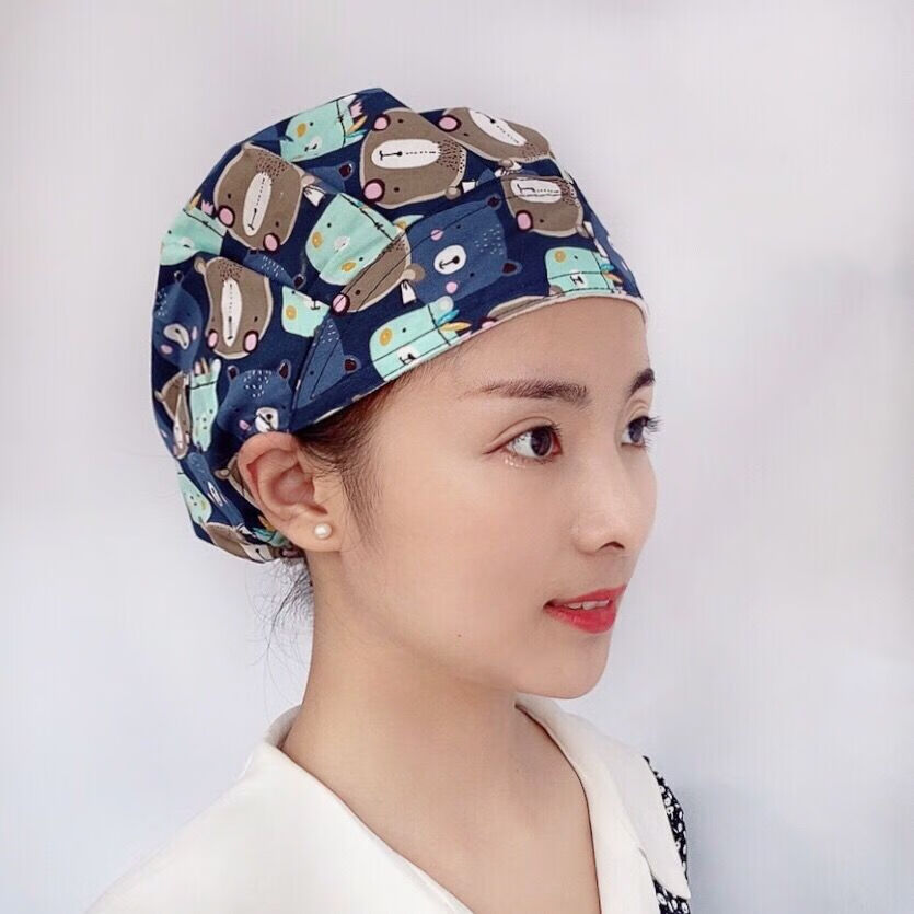 美新品护士帽斜杠厨房帽防油烟做饭带防掉头发透气新品室护士工作帽子