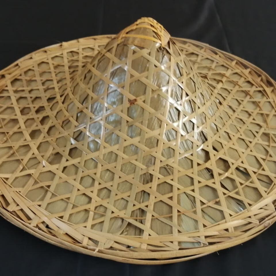 盼玫服饰配件 斗笠帽竹编帽子尖顶红军斗笠帽儿童成人劳保防雨防晒