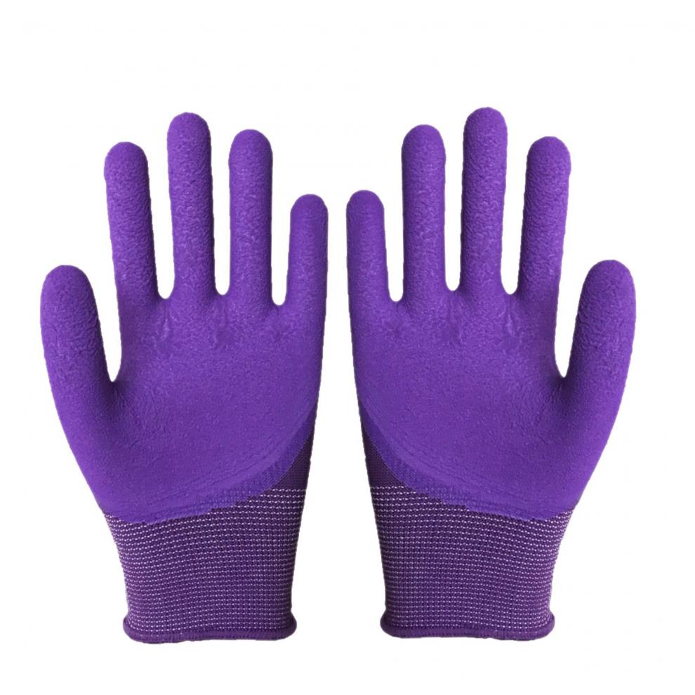 女士小码手套劳保耐磨浸胶滑透气乳胶发泡王手套工作橡胶护 浅绿 小