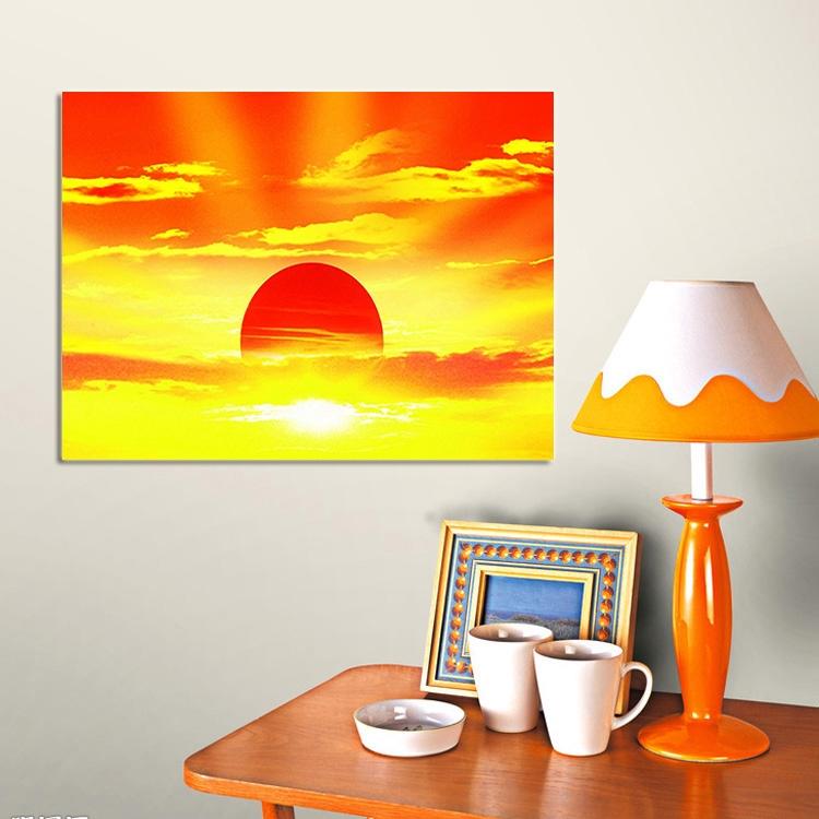 巴洛伊太阳图案壁画客厅风水画太阳挂画海上日出风水画装饰画红云太阳