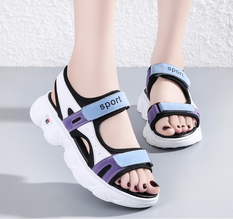 户登高品质女凉鞋15初高中学生运动风凉鞋女孩真9皮夏季新款十岁软底