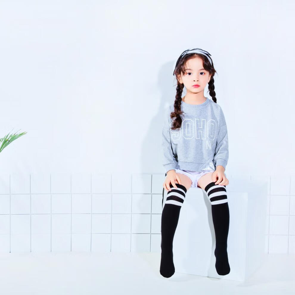 女童过膝袜秋冬新款3-11岁小女孩穿的精梳棉长筒袜儿童中大童学院风三