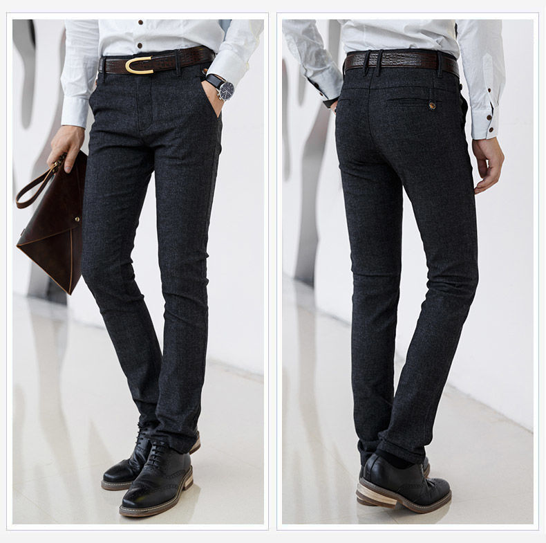 啄木鸟秋冬季男装长裤秋季休闲裤青年弹力流中年修身直筒磨毛商务新款