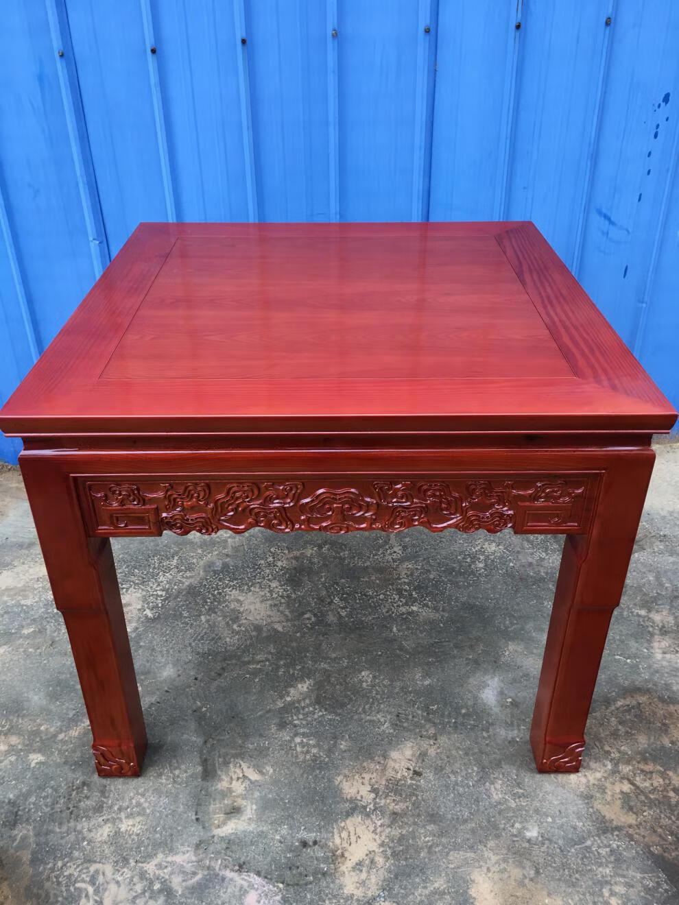 福八仙桌灵芝雕花实木八仙桌套装明清仿古八仙桌整套色配普通凳不包