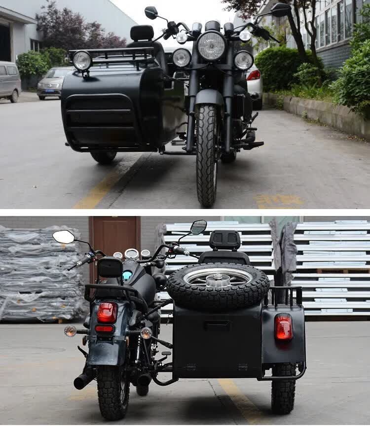 挎兜摩托车国四复古街车边三轮可上牌侉子挎斗侧三轮水冷300cc 军绿色