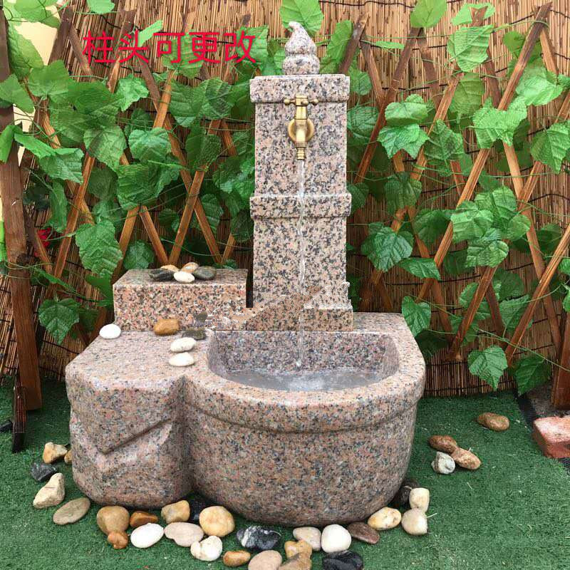 zxjien 石雕大理石拖把池户外洗手盆雕刻庭院别墅石头水池老石槽流水