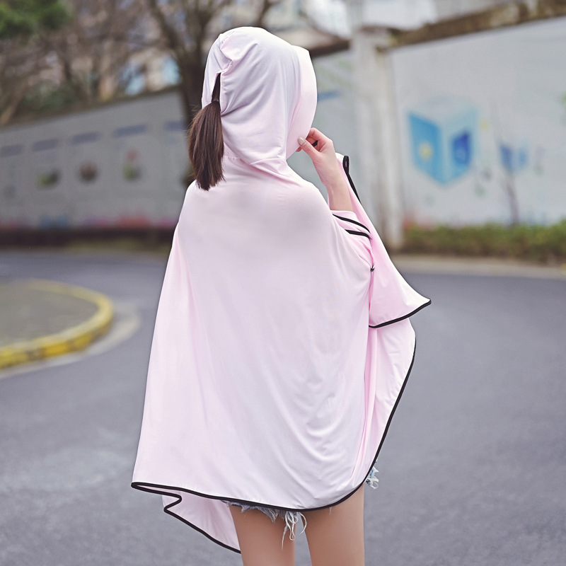点点防晒披肩女夏季百搭开车防紫外线护颈一体骑车冰丝斗篷防晒衣披风