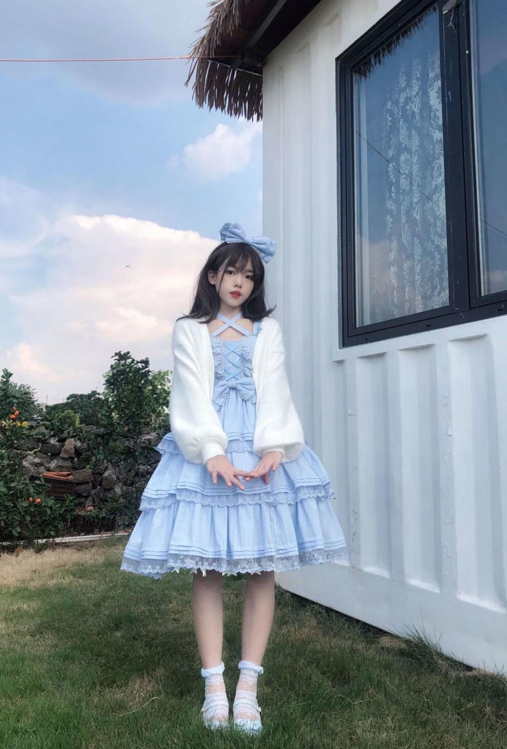 初恋白糖少女lolita甜辣妹风吊带jsk连衣裙绿色s