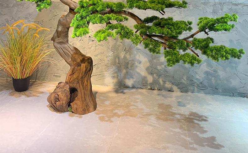 轻奢高端大型仿真迎客松新中式盆景罗汉松中式玄关装饰拼酒店大堂造景