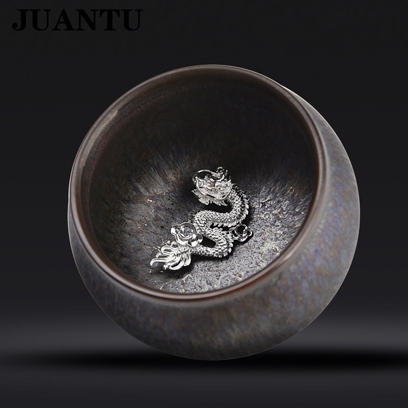 juantu茶具陈为椿镶银鱼天目釉建盏茶杯陶瓷窑变家用名家功夫主人杯盏