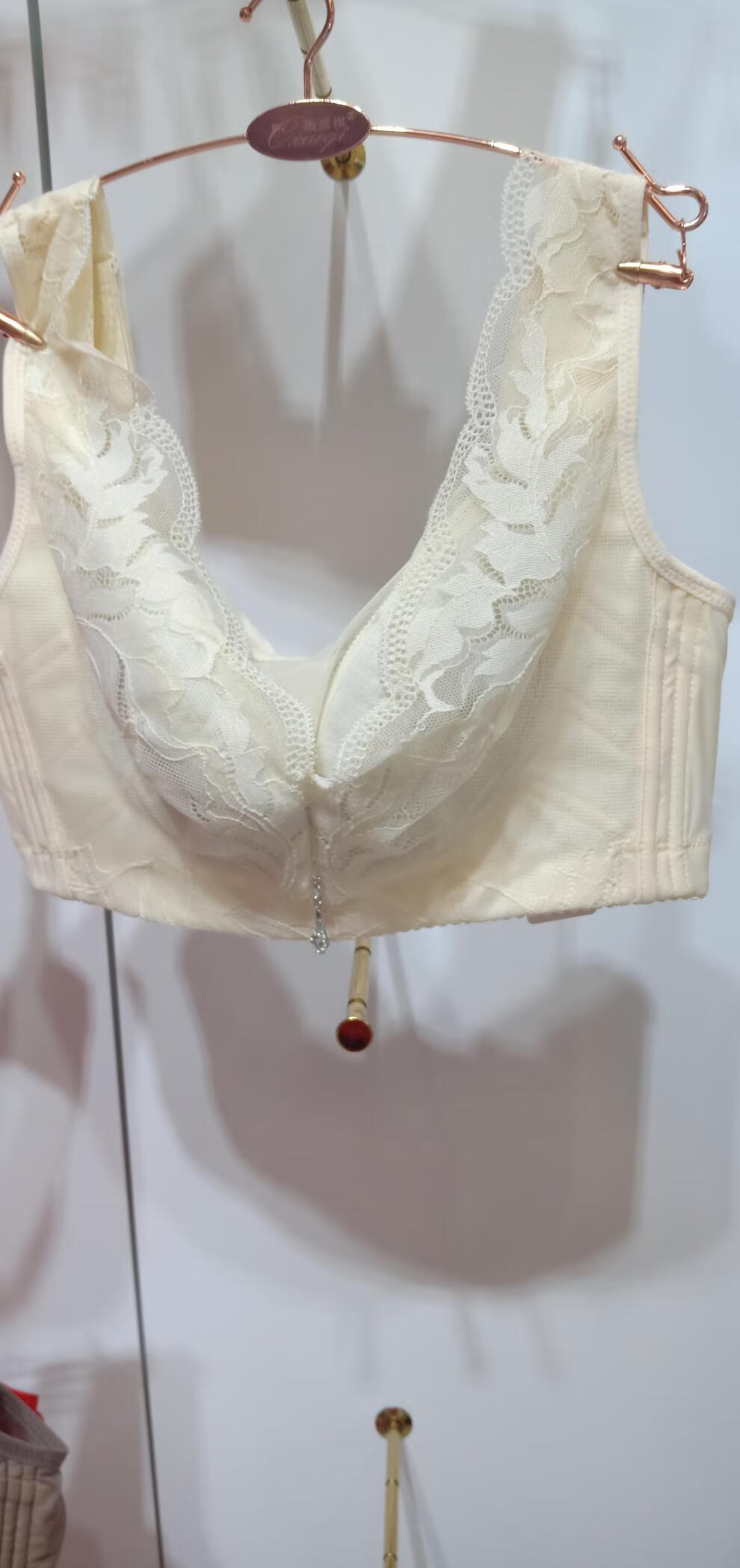 古媚琪傲雪内衣银纤维无海棉无钢圈棋透气蕾丝文胸抹胸胸罩 咖啡色