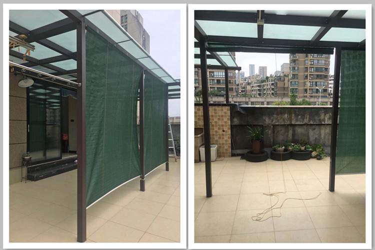 熊诺茗简易安装阳台遮阳网加密庭院阳台拉帘防雨隔热升降窗帘免打孔