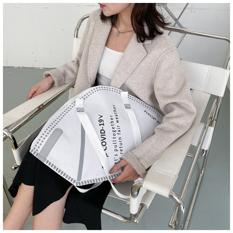 仓梵抖音微博同款泰国pegasus口罩造型包单肩手提购物袋反光帆布包