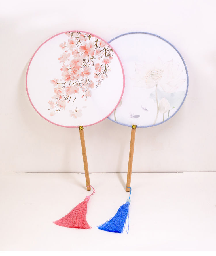 扇子古代汉服团扇女古风刺绣长柄流苏舞蹈复古宫廷手工团扇学生扇子