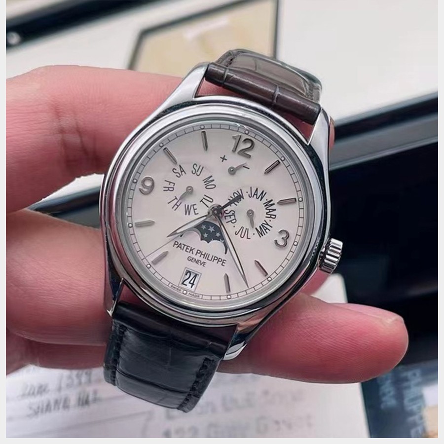 二手95新百达翡丽男表复杂功能时计18k白金日期动力储备显示自动机械