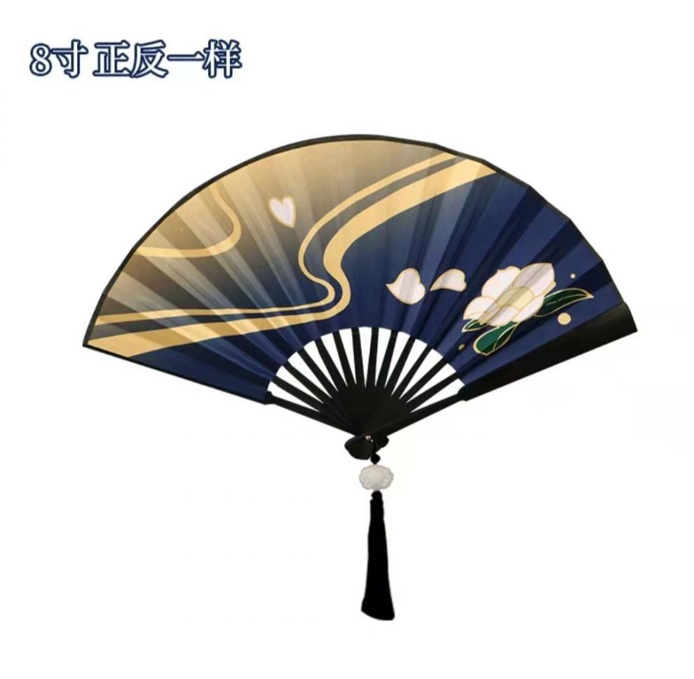 华cos扇子印花双面绢布折扇中国风游戏动漫展周边定制8寸绢布双面同款