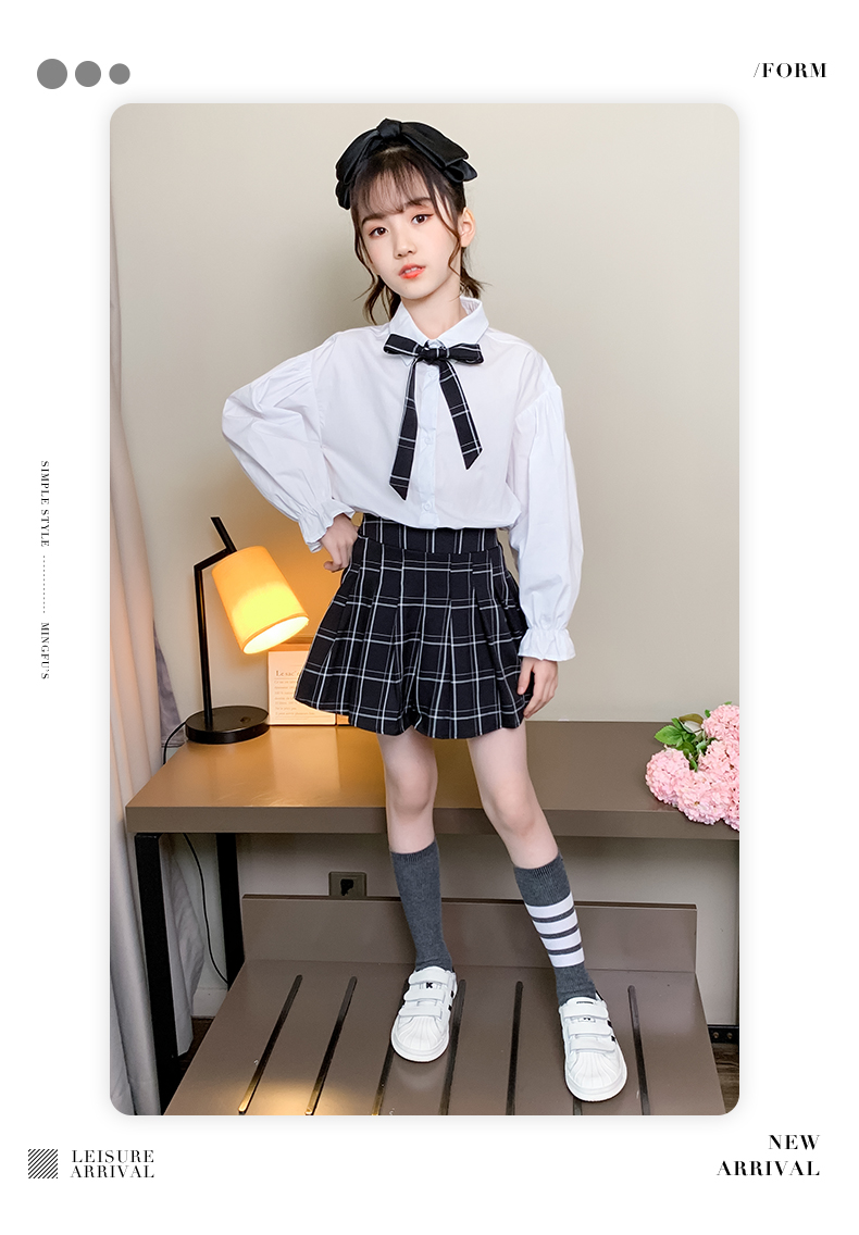 jk制服儿童10岁小学生69女童学院风套装78中大童3-12岁女孩秋装格裙