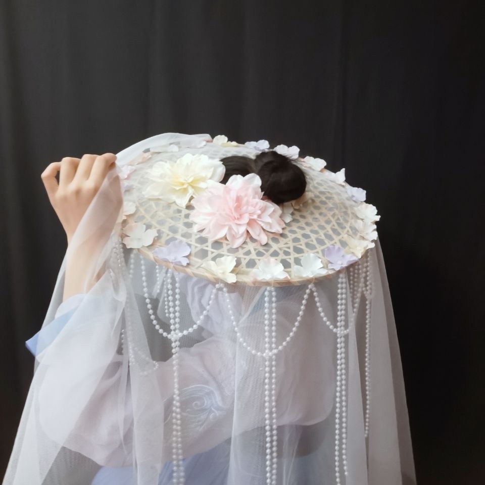 hnxc新品古风斗笠帽轻舟古风汉服拍照道具斗笠帽子轻舟原创古风汉服
